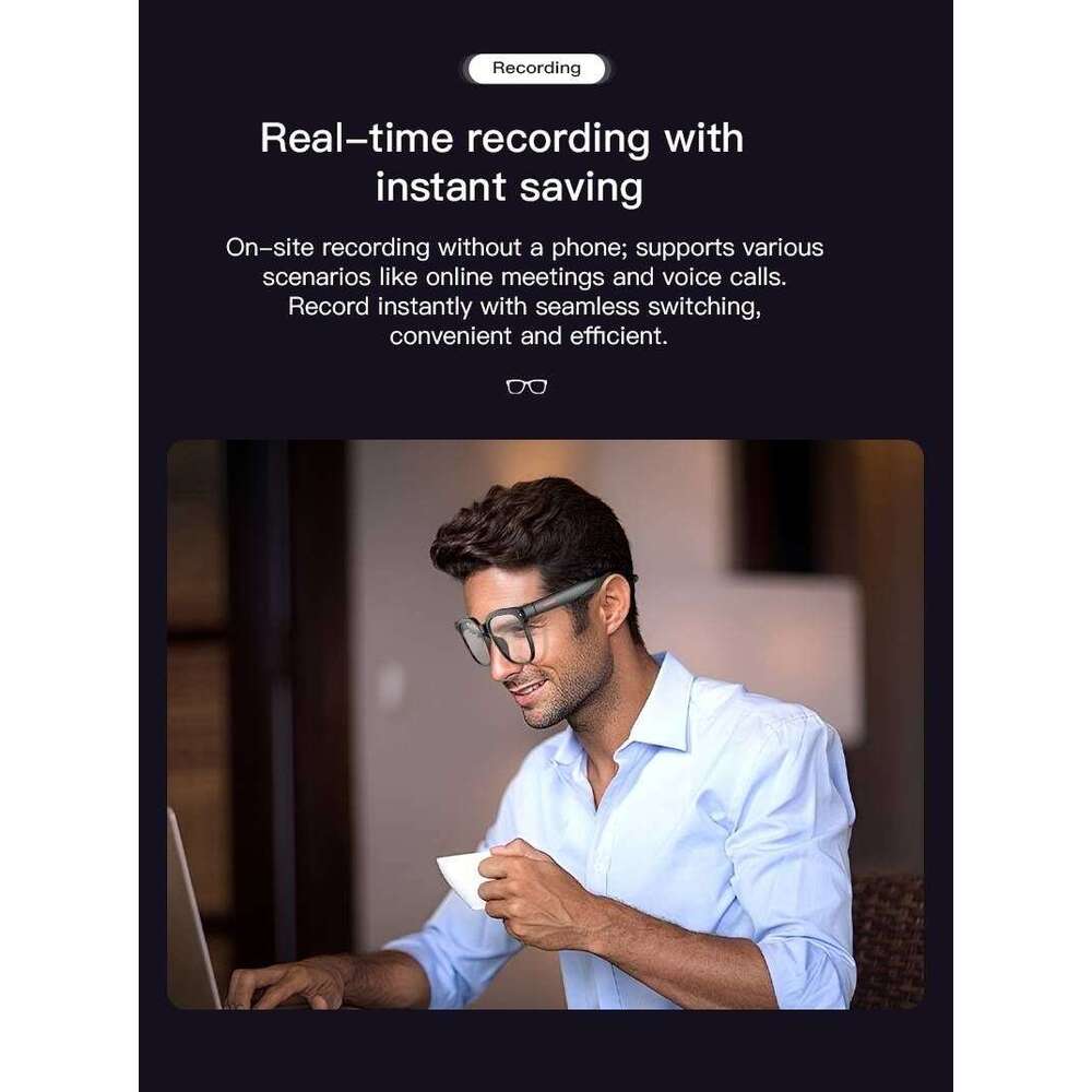 M02 Smart Glasses: AI Assistant, HD Bluetooth 5.3 Calling, 300Mah Battery, Ip65 Waterproof, 100W Pix Camera, 2H Music, 4H Talk Time