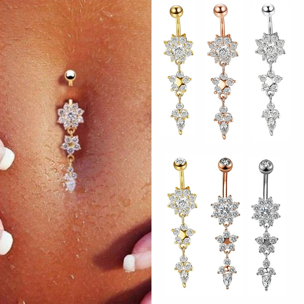 1PC crystal Steel Belly Piercings Navel Piercing Sexy Piercing Ear Piercings Navel Earring Body Jewelry Rhinestone Body Ring Jew 250805