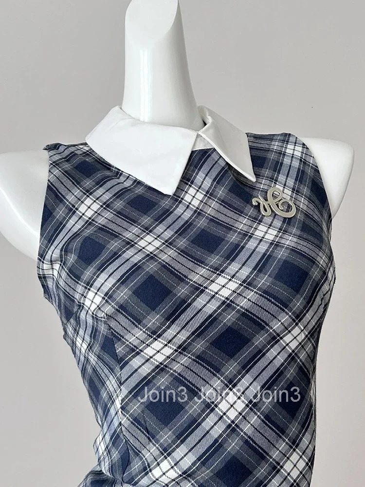 Summer Sweet Print Plaid Dress Women Elegant Sexy Sleeveless Strap Dress Female Korean Fashion Design Kawaii Lace Dress New