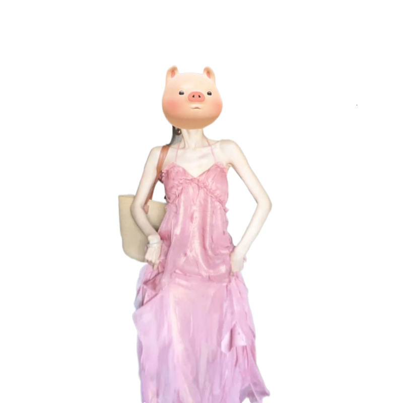 Summer plus size 2025, stunning fashion vacation style camisole dress suitable for women's slim fit backless look, slightly chubby new designer