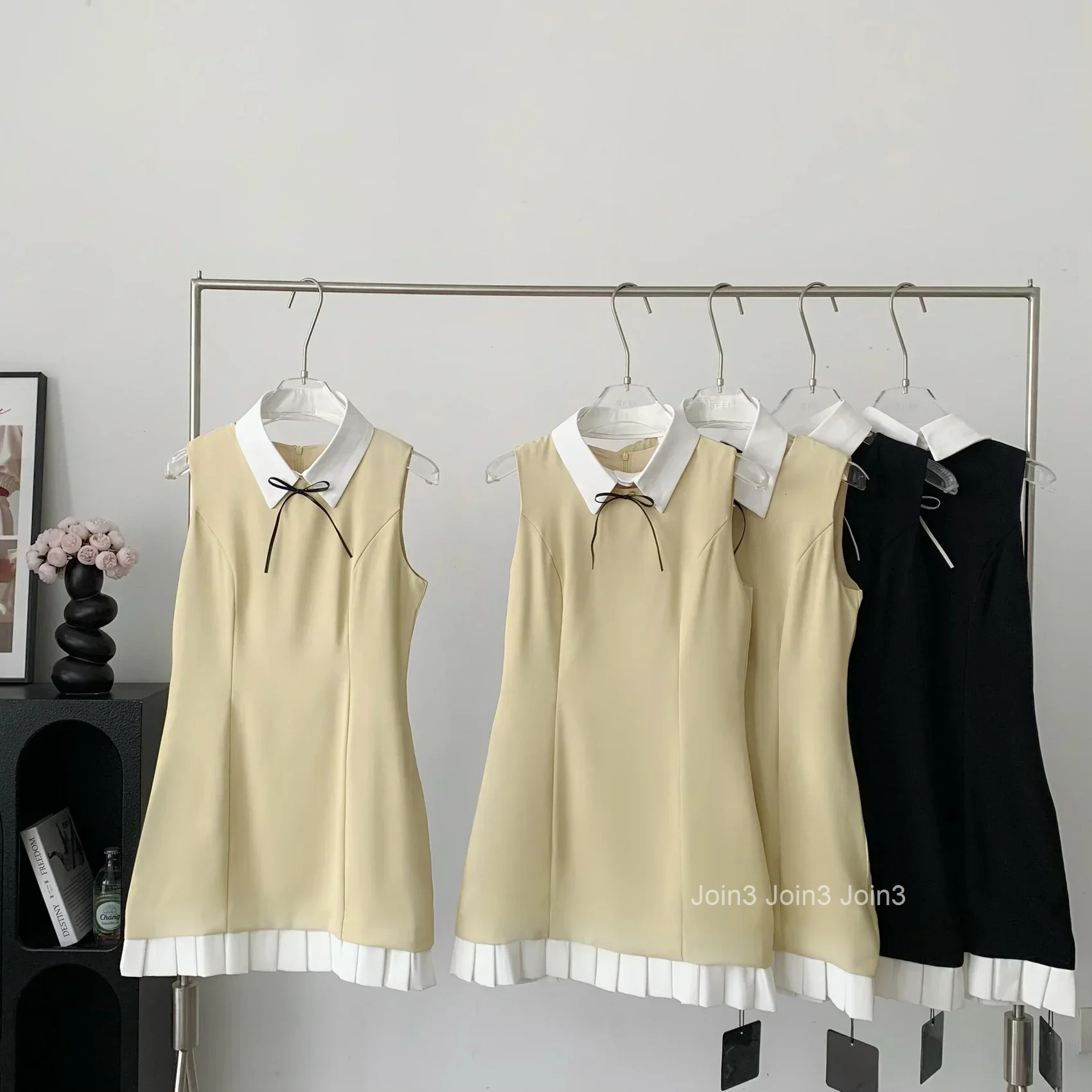 Summer Elegant Chic Sleeveless Fake Two Dress Woman Korean Fashion Y2k Mini Dress Vintage Casual Bow Short Party Dresses