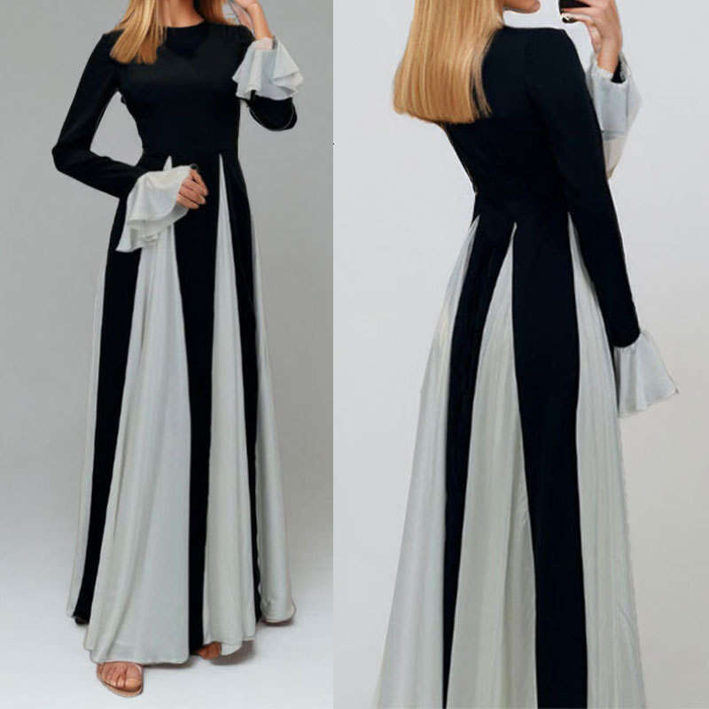 Spring New Women's Fashion Elegant Fashionable Solid Color Long Dress B5