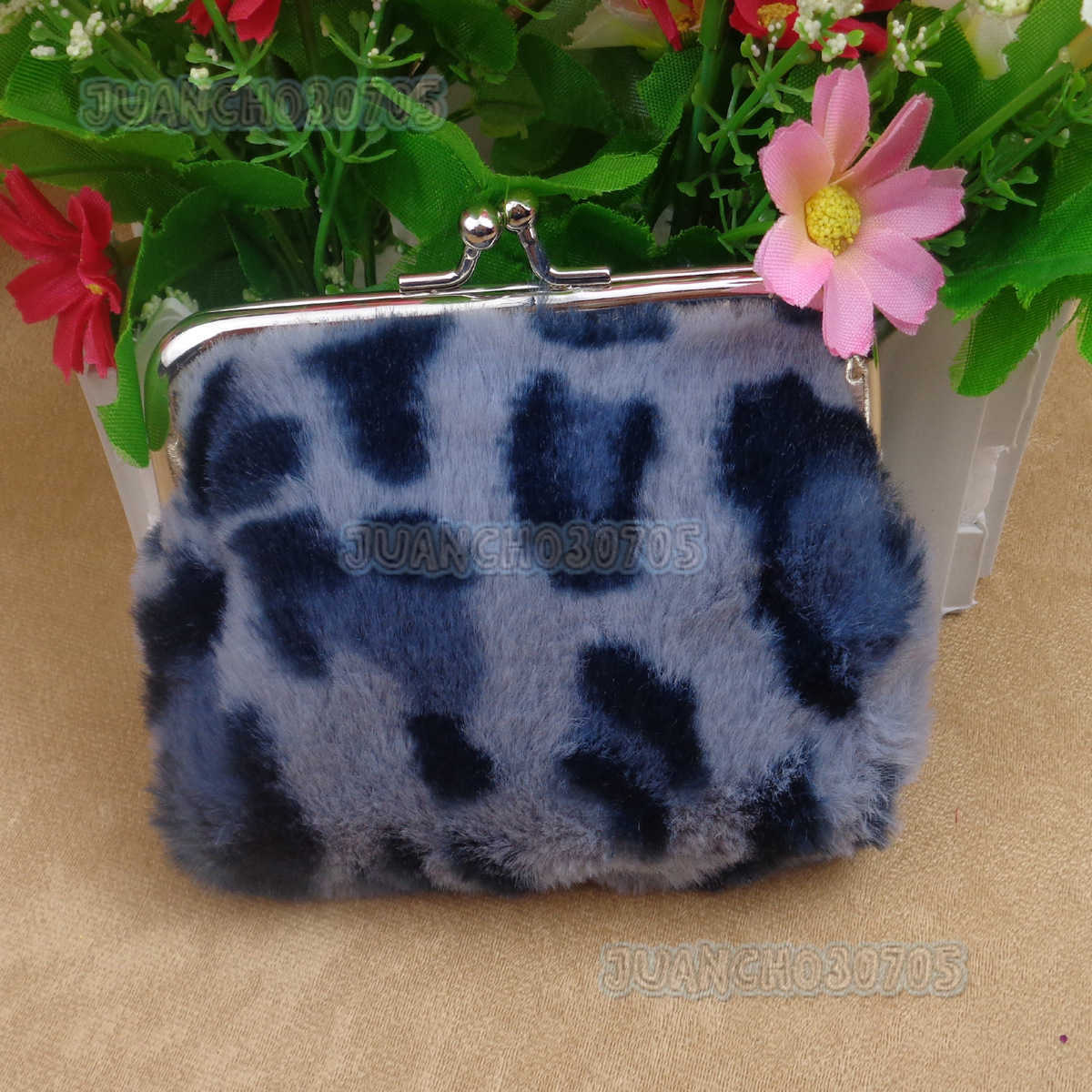 New Leopard Print Plush Clip Coin Purse Blanket Fabric Bank Card Coin Fashion Bag H250806