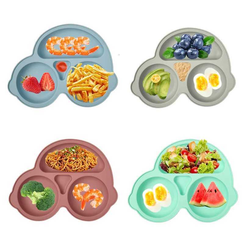 2023 New Silicone Baby Sucker Dining Plate Solid Cute Cartoon Children Dishes Suction Toddler Training Tableware Kid Feeding Bowl X250806