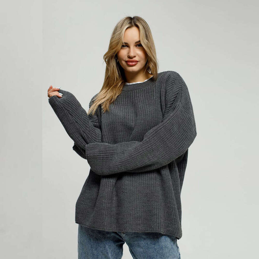 Sweater 2024 Autumn/Winter Round Neck Pullover Loose Long Sleeved Knitted Sweater Jacket Women