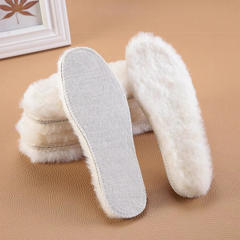 Genuine Sheepskin Fleece Insoles Men Women Winter Thick Cashmere Thermal Real Wool Insoles for Shoes Inner Soles for Snow Boots 250805
