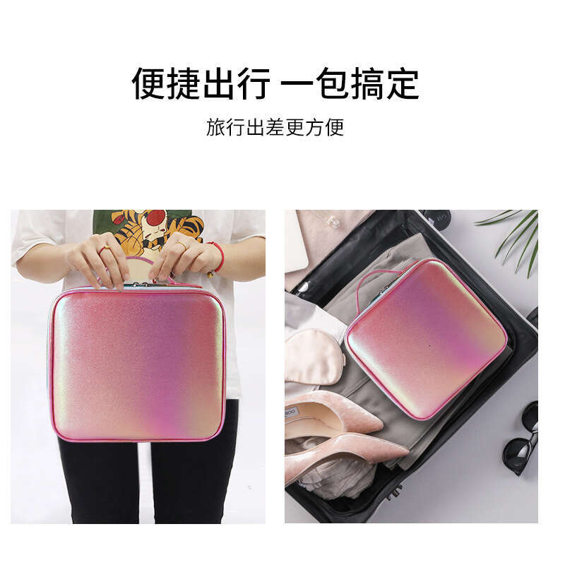 New Ins Style Fresh PU Waterproof Travel Toiletry Multifunctional Storage Nail Art Eyelash Makeup Bag
