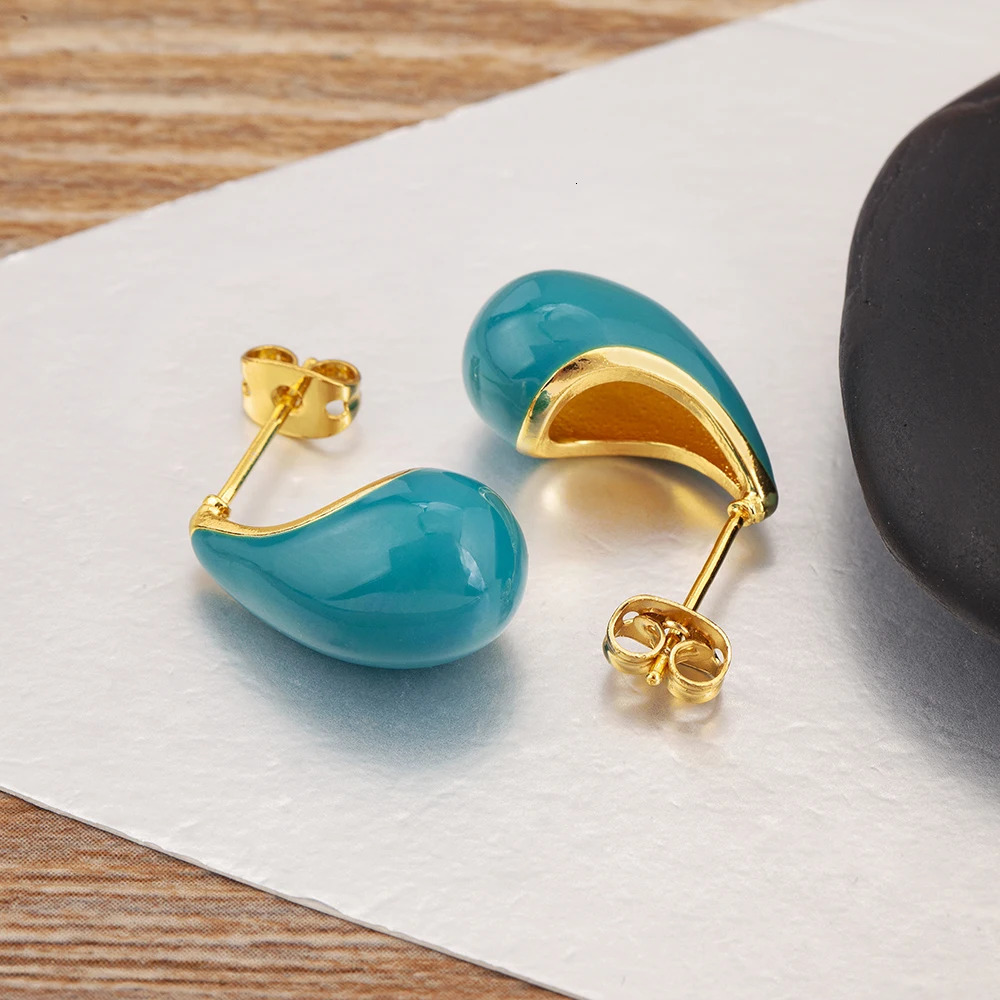 Nidin Trendy Waterdrop Hollow n Stud Earrings 5 Colors For Women Fashion Versatile Ear Jewelry Wholesale Accessories 250805