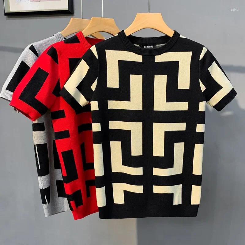 Men's T Shirts Mens Tshirt Trendy Summer T-Shirts Womens Half Sleeve Sweater Casual Ice Silk T-Shirt Round Neck Knit Tops Slim Fit