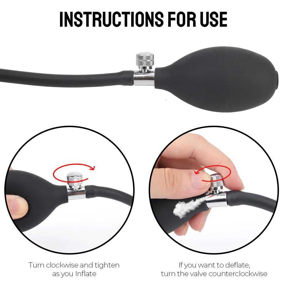 2 IN 1 Inflatable Enema Cleaner Anal Plug Water Spray Buttplug Vaginal Dilator Prostate Massager Stimulate Sex Toys for Women Men XJ250806