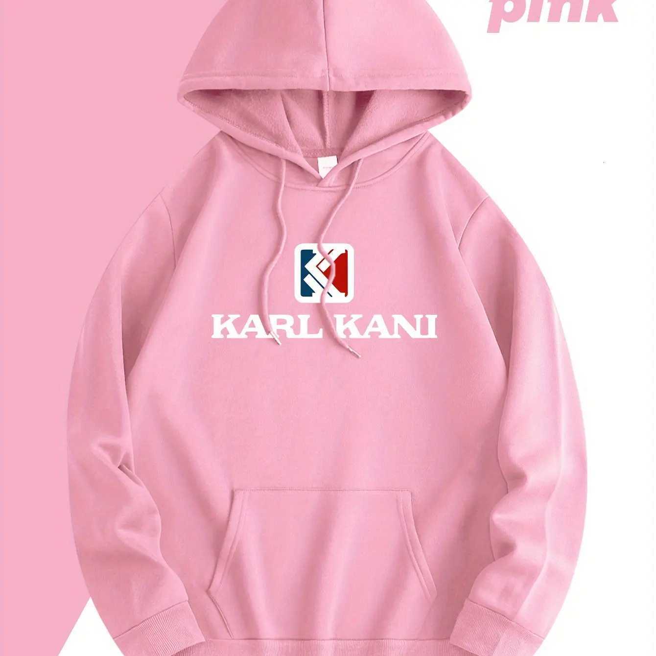 Mens Casual Hoodie with KARL KANI Print Comfortable Drawstring Design Front Pocket All-Season Regular Fit Casual Wear Hoodie R250805