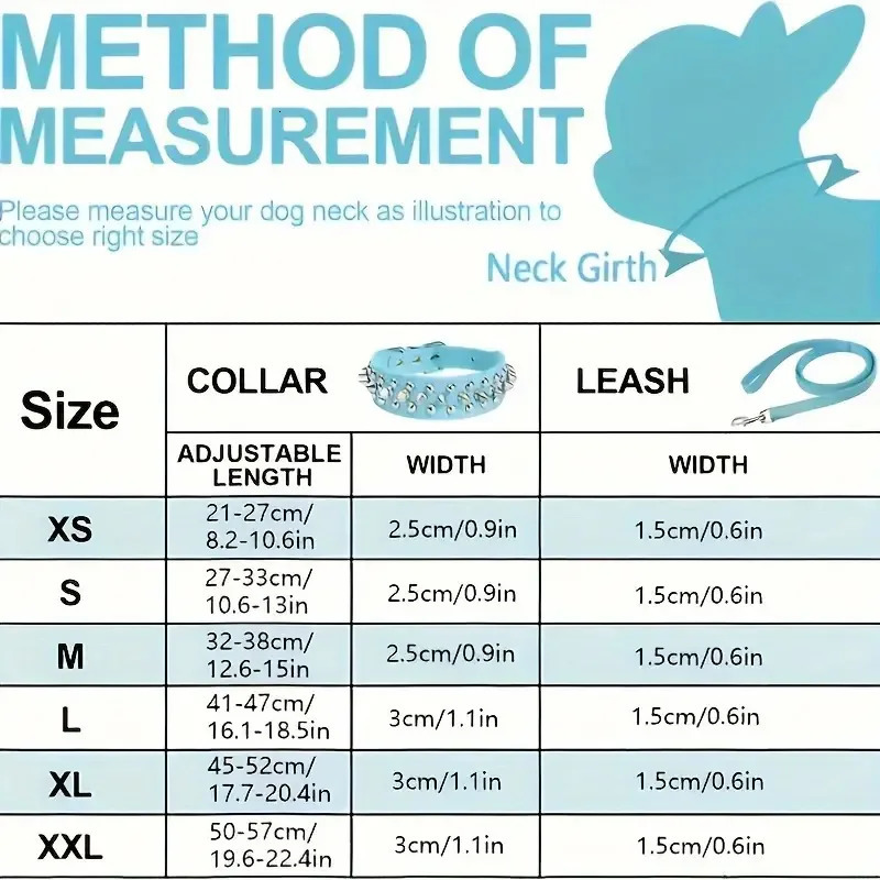 Spiked Dog Collar And Leash Set Rivet Leather Dog Collar Adjustable Dog Collar For Outdoor Walking 250805