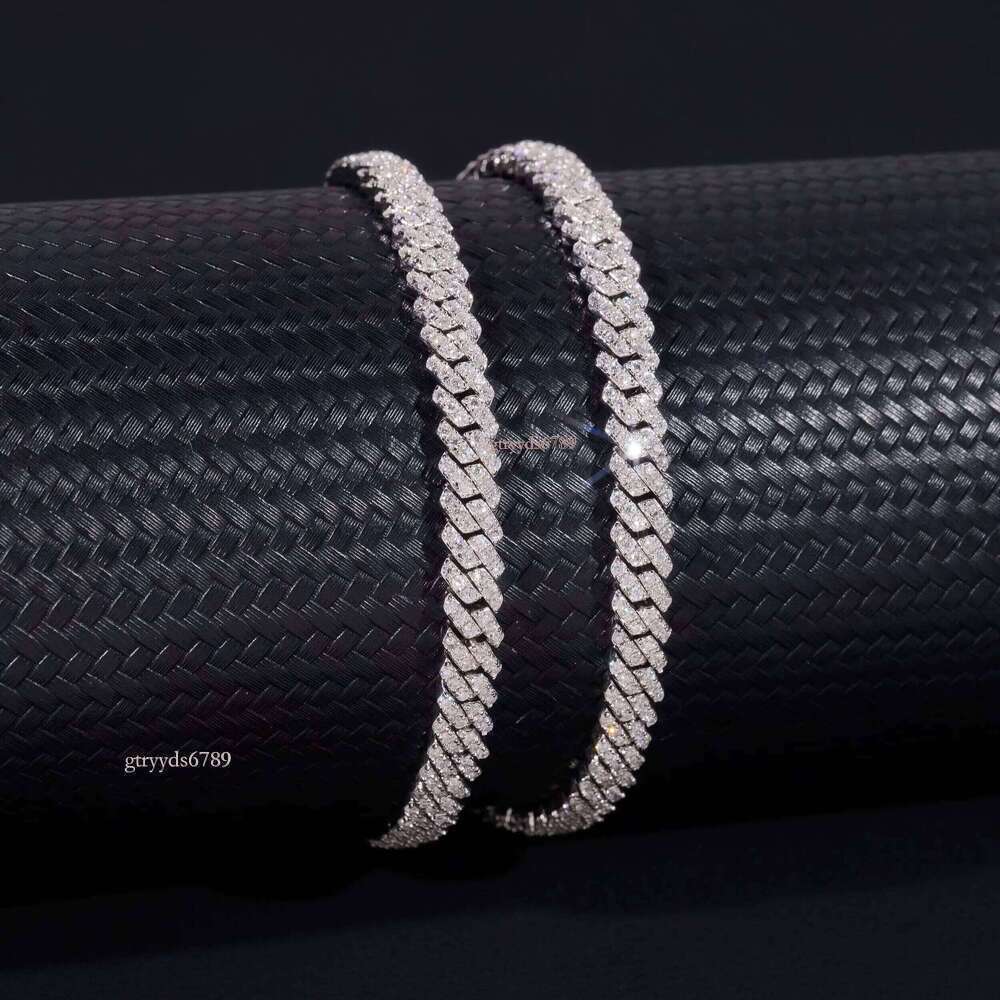 New Style Sterling Sier 5MM VVS Moissanite Dia Cuban Gra Certified Hip Hop Jewelry Iced Out Link Chain Men