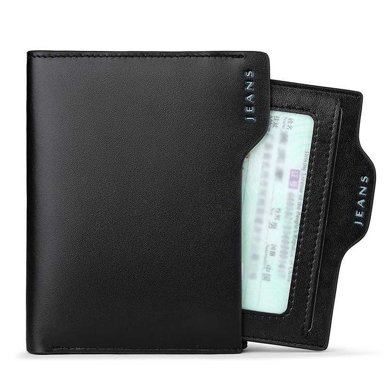 Mens Short Wallet Personalized Leather Card Holder Fashionable Business ID WalletXJ250806