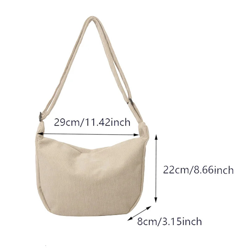 Corduroy Shoulder Bag Minimalist Crossbody Bag Womens Handbags Fashion Fabric Underarm Bag Solid Color Zipper Female Handbag 250731