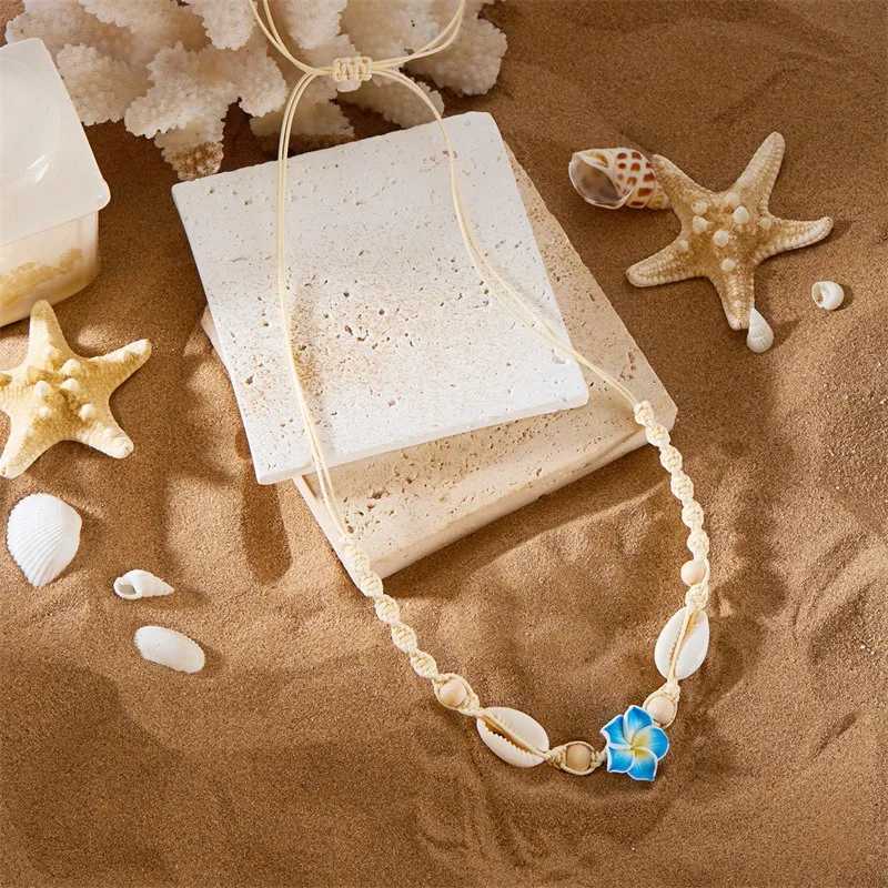 Bohemia Sea Shell Choker Necklace For Women Fashion Summer Sweet Flower Pendant Hand-woven Rope Neck Chain Jewelry Accessory Y250805