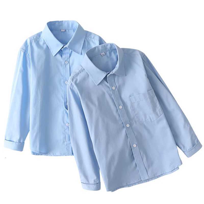 Kids Blue Shirts for Girls School Uniform Blouses for Boys Long Sleeve Preppy Style Cotton Children Clothes Dresses 6 8 10 14 Y X250806