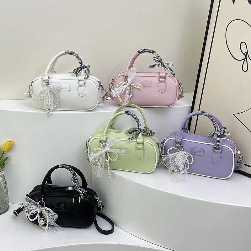 Spring And Summer Women Bag Korean Style Fashion Small Handbag Boston Versatile Commute Crossbody Purple 250805