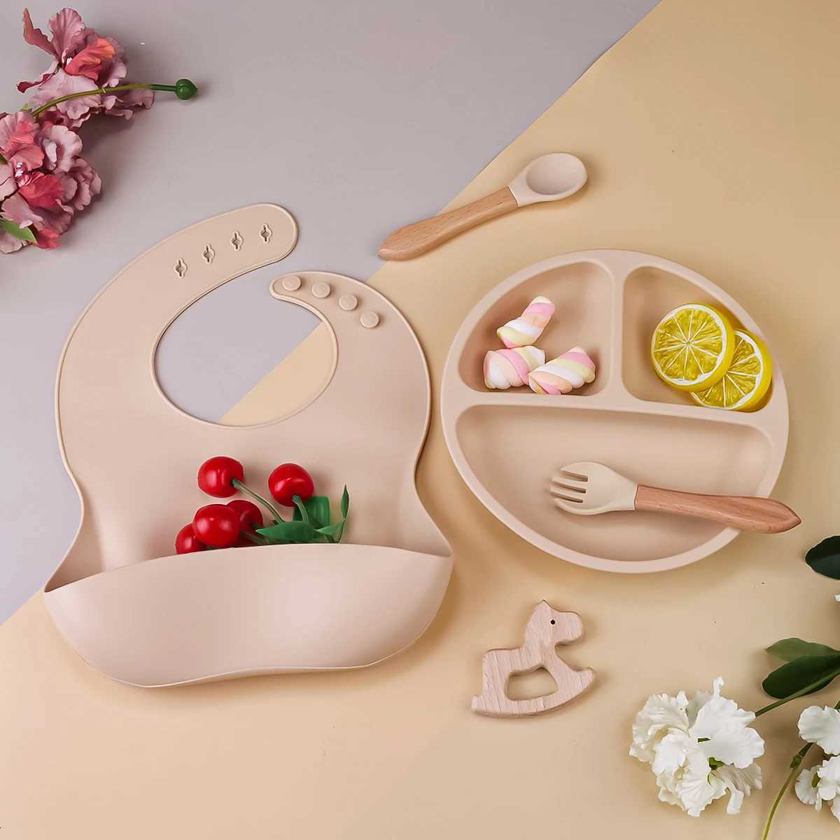 4PCS Baby Soft Silicone Dinner Plate Solid Cute Cartoon Children Dishes Suction Toddle Training Tableware Kids Feeding Bowls X250806