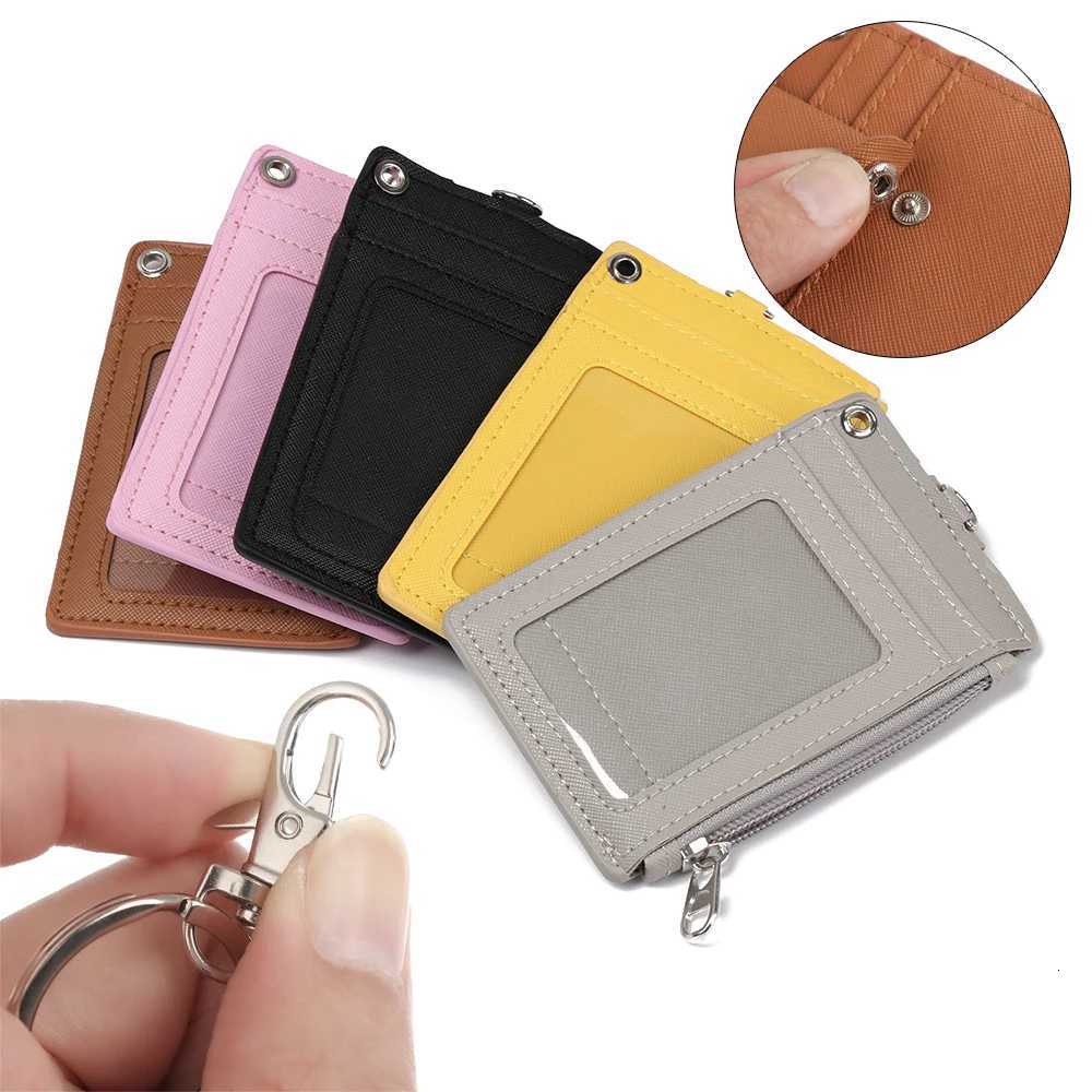 Fashion PU Leather Business ID Card Credit Badge Holder Women Girls Coin Purse Wallet Keychain Portable Mini Wallet with Keyring XJ250806
