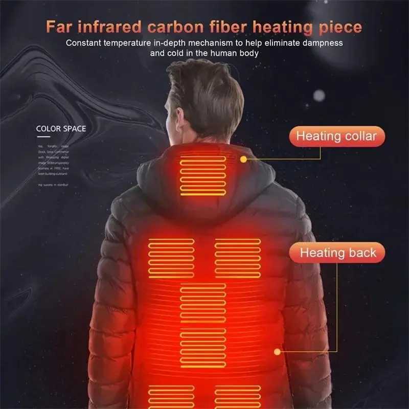 9/2 Areas Heated Jacket Winter Warm Vest USB Mens Heating Jacket Heated Vest Coat Hunting Hiking Camping Outdoor Mens Clothing W250806