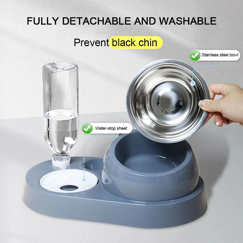 2-in-1 Cat Bowl Water Dispenser Automatic Water Storage Pet Dog Cat Food Bowl Food Container with Waterer Pet Waterer Feeder 250805