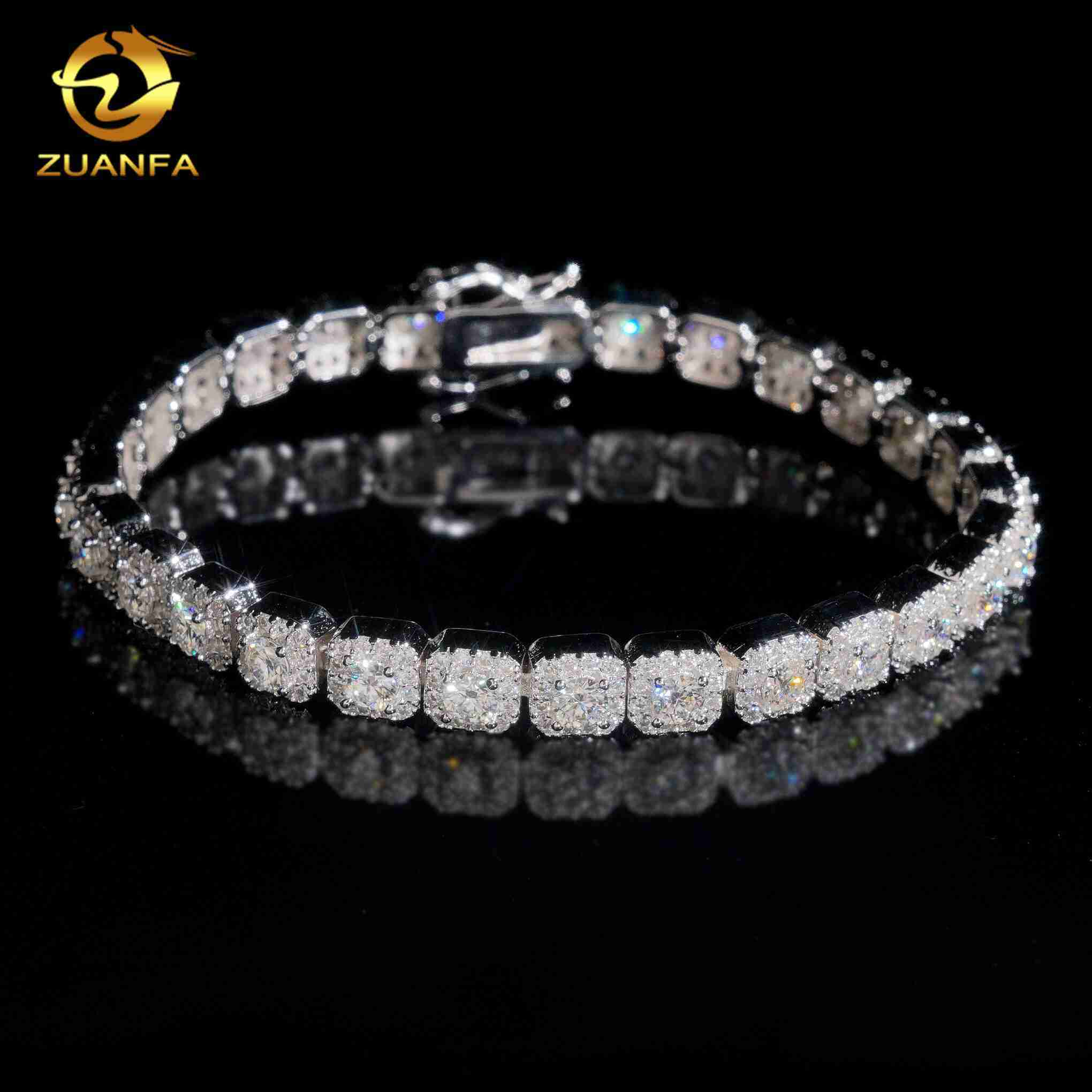 Custom Sparkling Cluster Bracelets 18k Gold Plated Silver VVS Gra Certified Moissanite Lab Diamonds Iced Out Men Bracelet