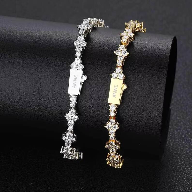 Hip Hop Jewelry Fashion Tennis Bracelets VVS 925 Silver Popular Jewelry Iced Out Custom Mossanite Tennis Bracelet High Quality