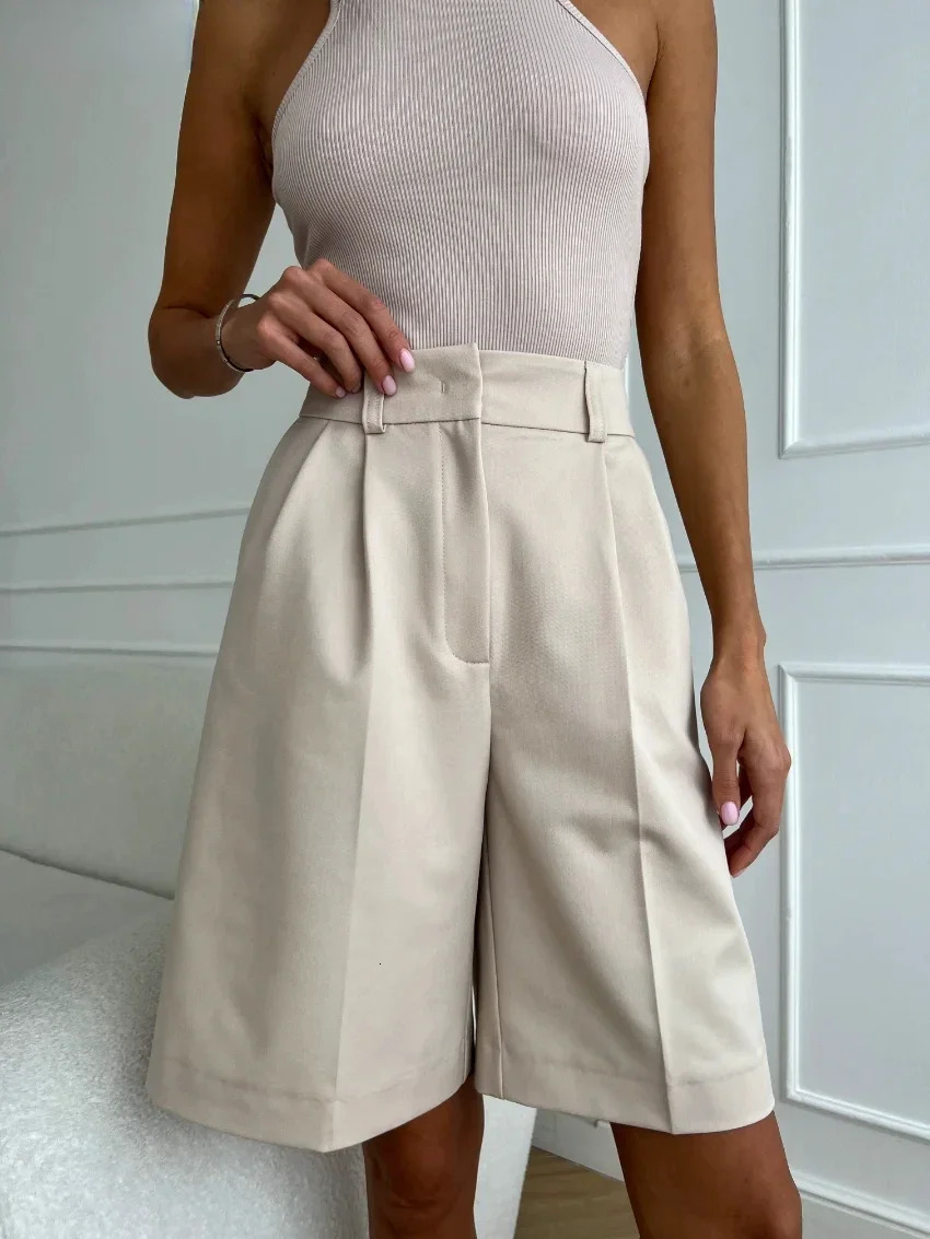 Wolfeel Summer High Waist Shorts for Women Casual Loose Wide Leg Solid Shorts Female Short Pants Y2k Booty Shorts 250806