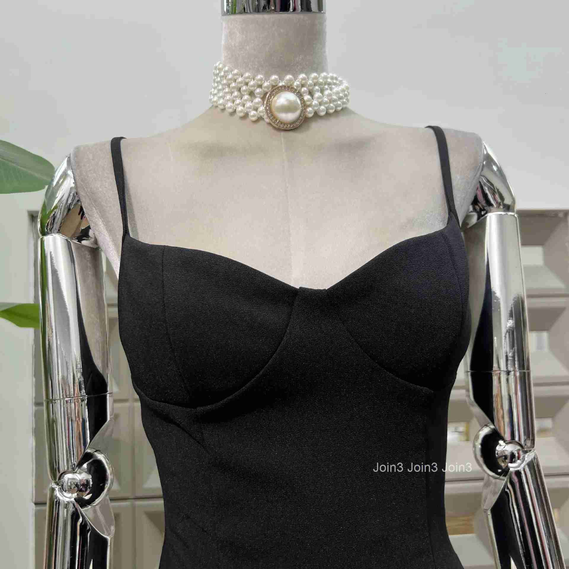 KBQ Elegant Hit Color Party Dresses For Women Camisole Sleeveless Backless High Waist Folds Hem Mini Designer Dress Female New