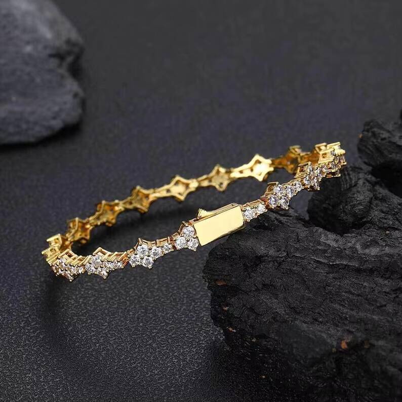 Hip Hop Jewelry Fashion Tennis Bracelets VVS 925 Silver Popular Jewelry Iced Out Custom Mossanite Tennis Bracelet High Quality