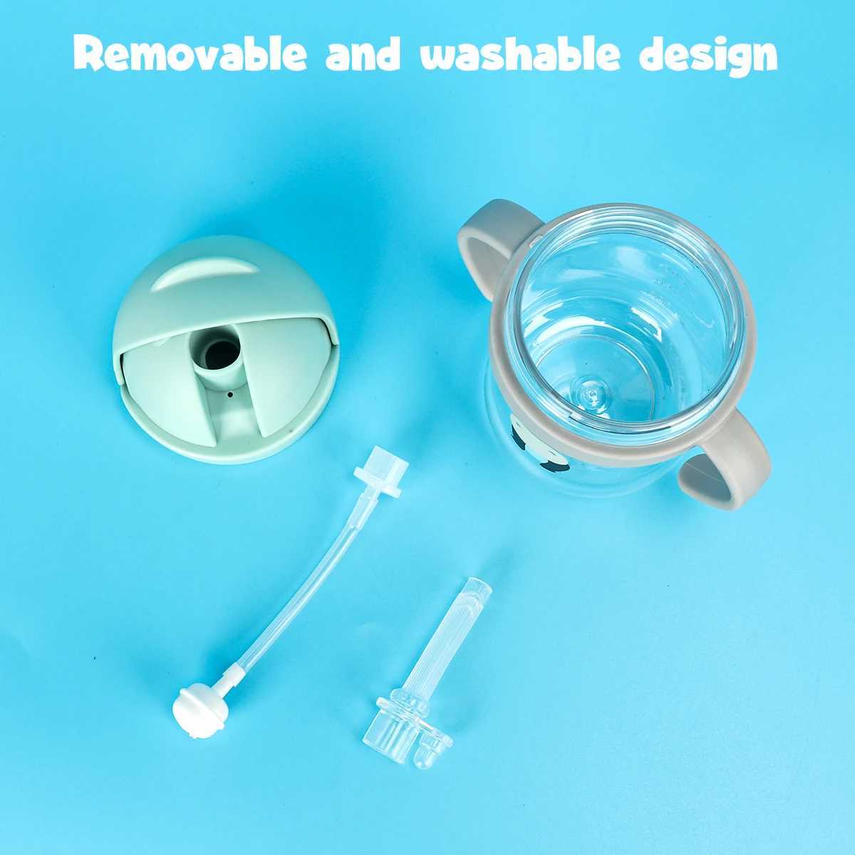 250ml/350ml Kids Water Bottle with Straw Leak-Proof Silicone Ball Wide Mouth Baby/Toddler Sippy Cup X250806