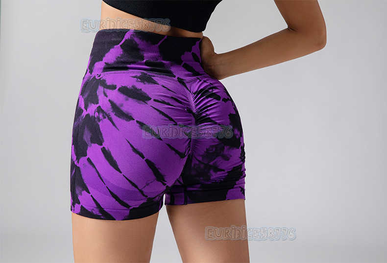 New Tie-dye Yoga Pants High Waist Hip-lifting Breathable Fitness Pants Dye-flower Three-quarter Yoga Shorts H250806