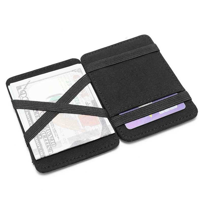 Ultra Thin Mens PU Leather Mini Small Magic Wallet Money Cash Card Holder Purse Birthday Gift for Father Boyfriend XJ250806