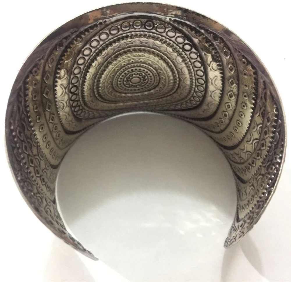 Vintage Tibetan Big Turquoise Drop Crystal Cuff Bracelet for Women Boho Gypsy Tribal African Ethnic Mans Open Bangles Jewelry 250805