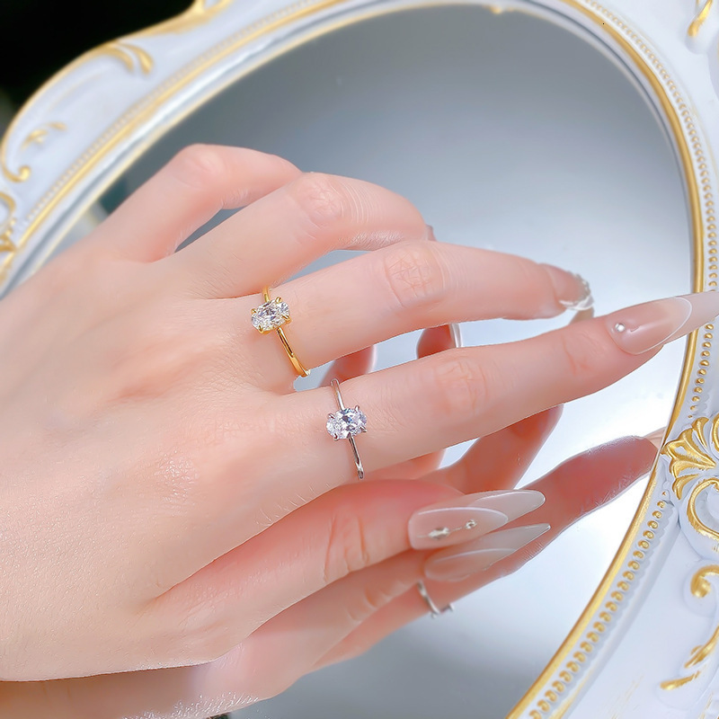 Hui Zhi Wing Jewelry INS Style Pigeon Egg Fashion Basic 1 Single S Silver Wind mond Ring