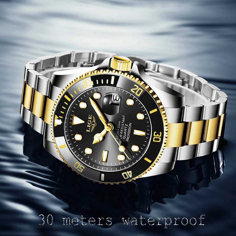 LIGE Top Brand Luxury Fashion Diver Men Waterproof Date Clock Sport es Mens Quartz Wrist Relogio Masculino W250806