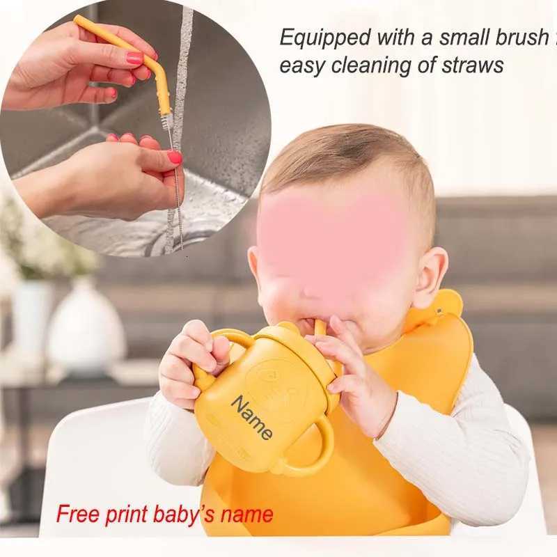 12Pcs Kids Silicone Tableware Personalized Name Baby Feeding Plate Bear Bowl Spoon Fork Customized Newborn Gift Children Dish X250806