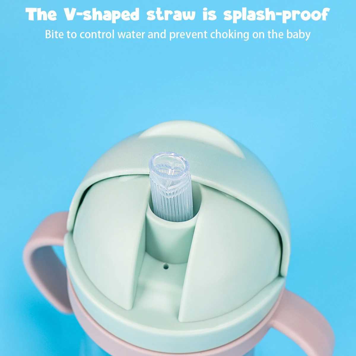 250ml/350ml Kids Water Bottle with Straw Leak-Proof Silicone Ball Wide Mouth Baby/Toddler Sippy Cup X250806