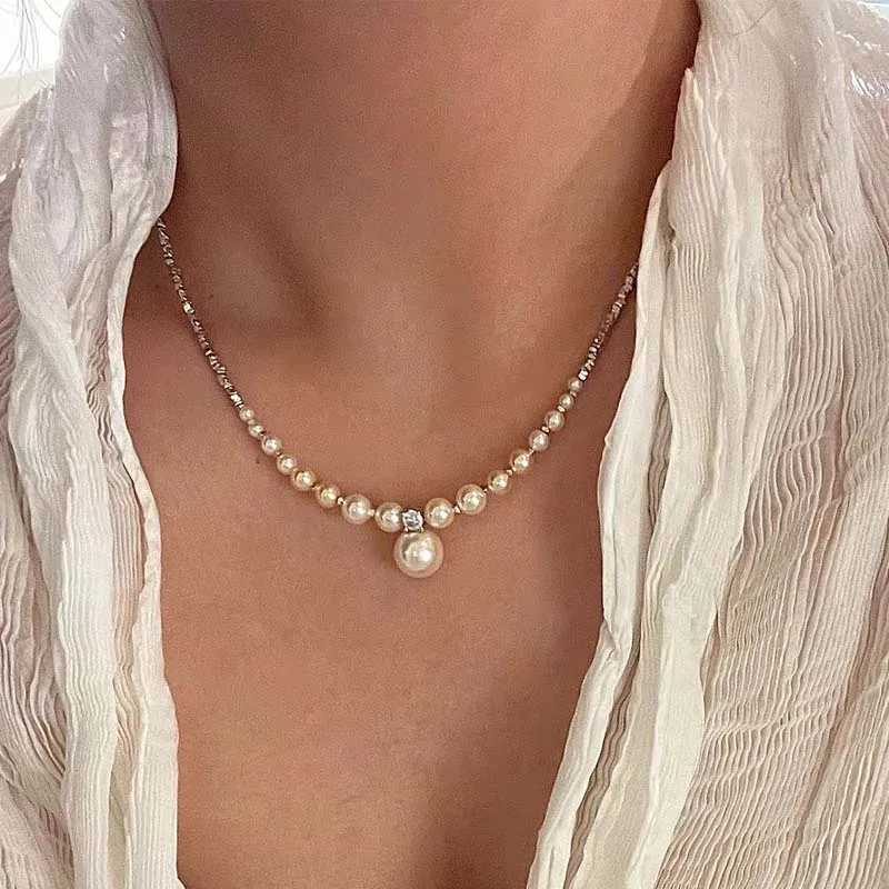 New Fashion Pearl Droplet Necklace for Women Minimalist Design String Bead Collarbone Chain Wedding Jewelry Gifts Y250805
