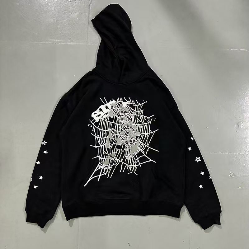 spyder Young Thug Mens and Womens Hoodies Mans Sportswear Foam Print Web Street Graffiti Vintage Sweatshirts Y2k Pants Spider Web Design spider Tracksuit 8c7