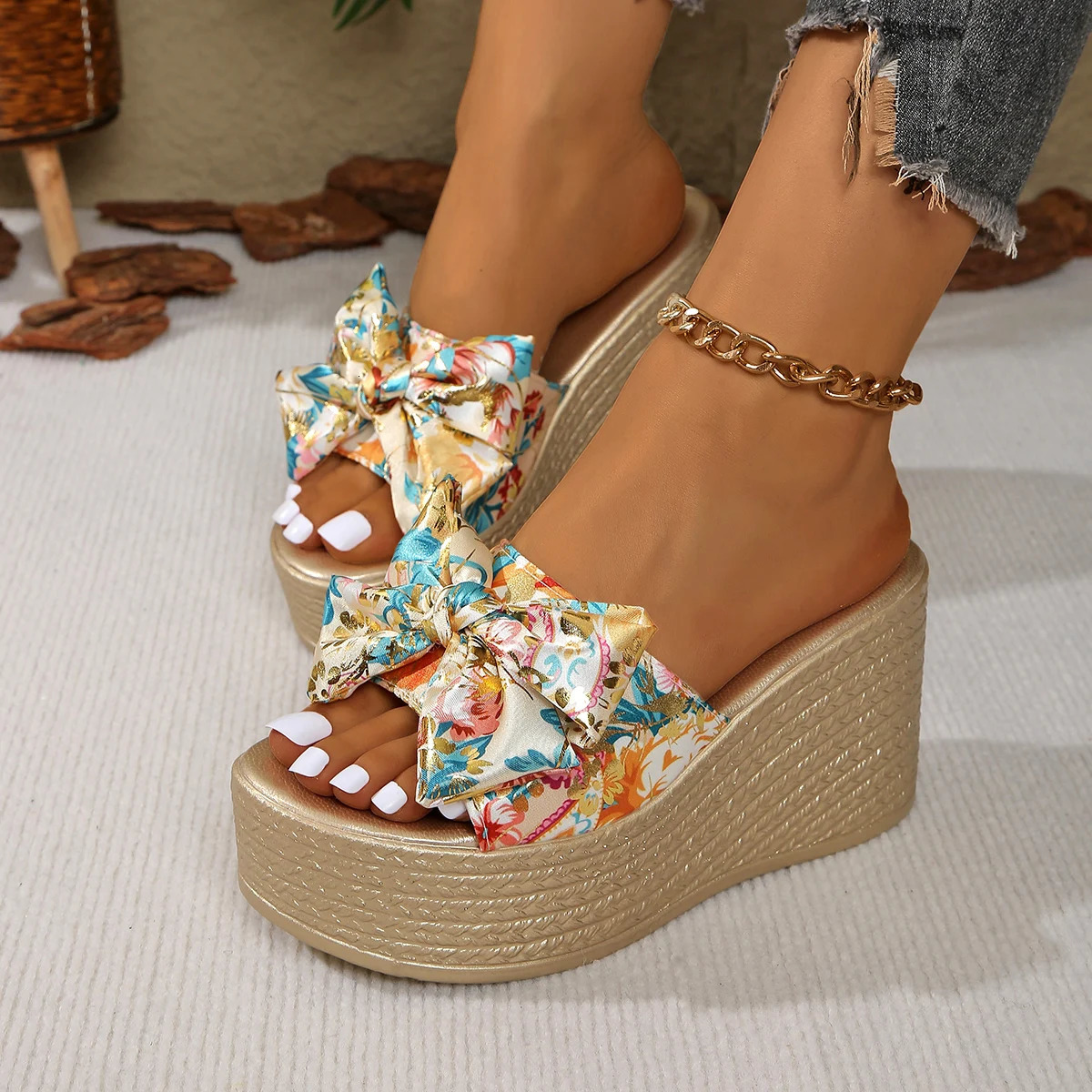 Women slippers Summer Beach Platform Shoes Women Casual Wedges Sandals Fashion High Heels Slippers Slides Women Zapatos De Mujer 250731