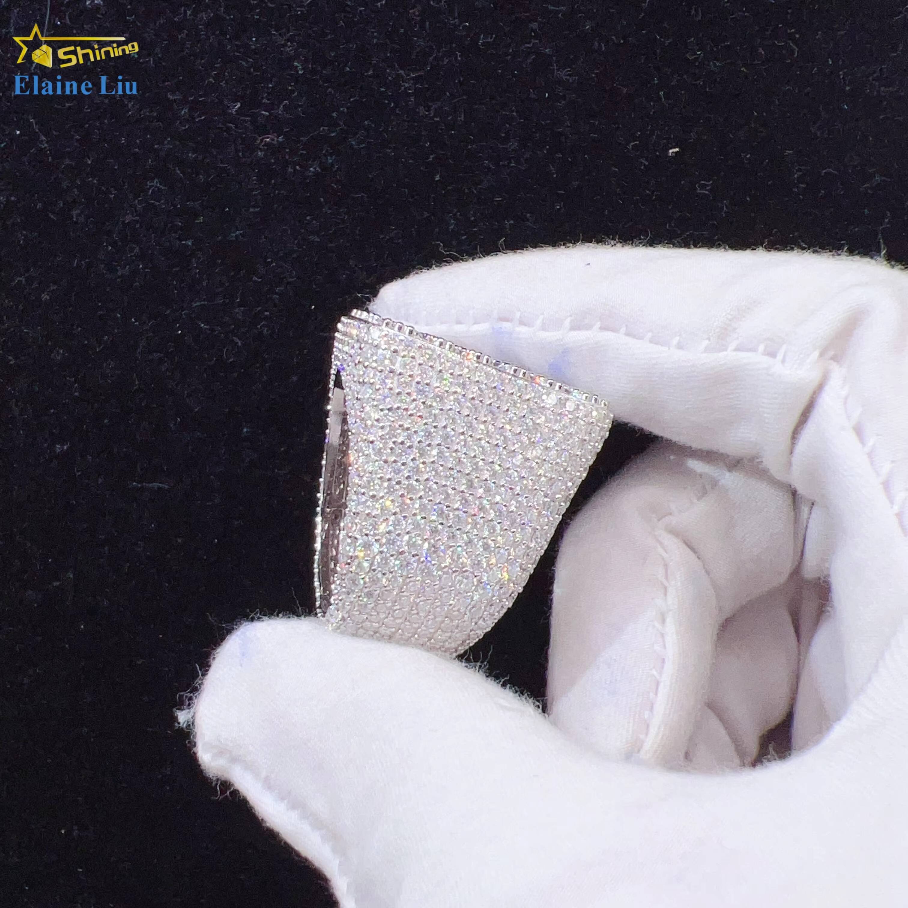 Hot Selling Gold Plated VVS Moissanite Diamond 925 Sterling Silver Hip Hop Iced out Diamond Men Ring