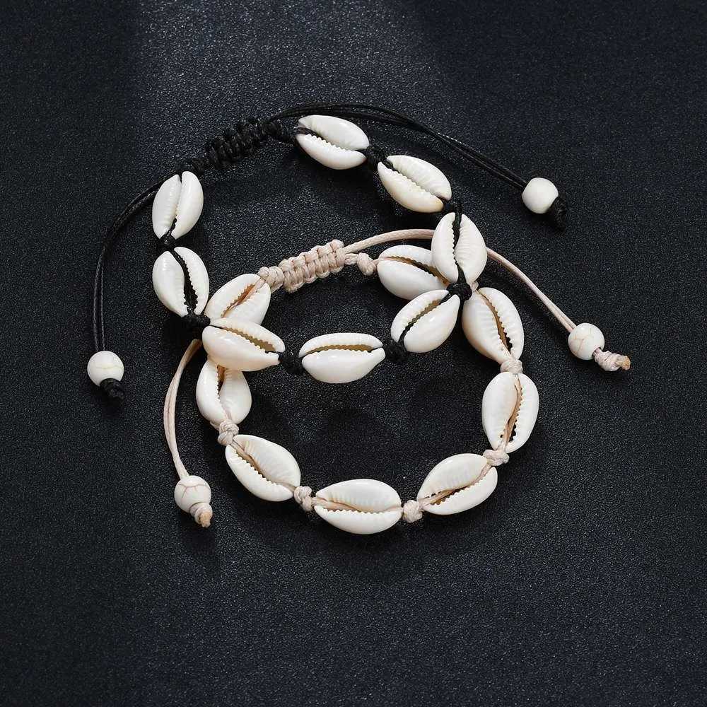 Summer Beach Shell Ankle Handmade Braided Adjustable String Seashell Anklets For Women Jewelry Y250805