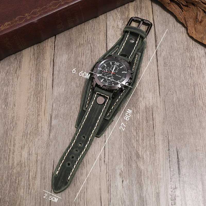 Vintage Men Quartz Big Dial High Quality Cowhide Leather Strap Wristwatch for Men W250806