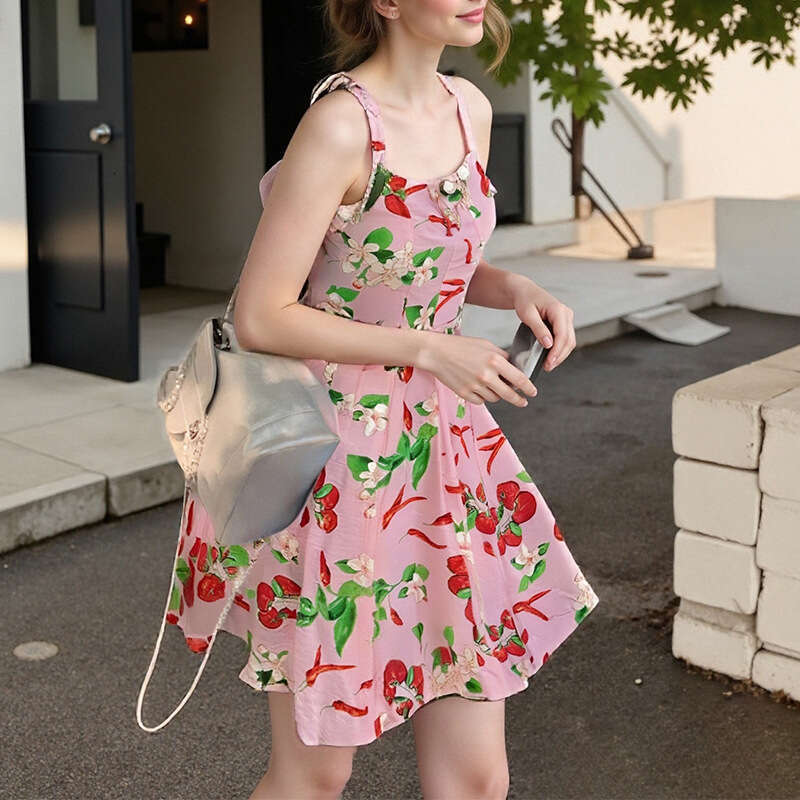 Summer New Fashion Elegant Casual Vacation Printed Dress Women's Wear B5