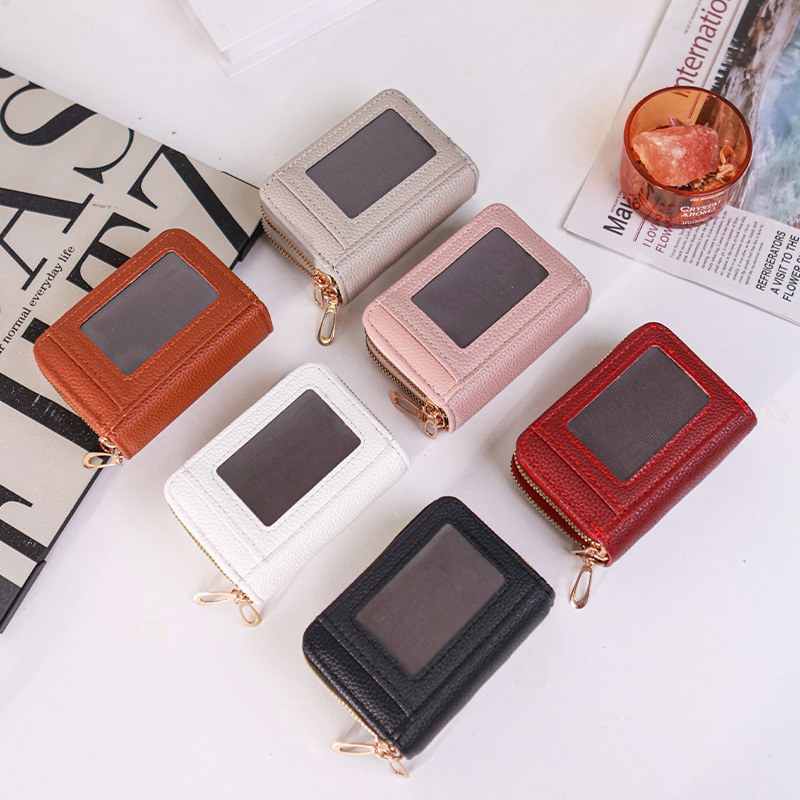 Hot Selling Women's Wallet Multi-Card Slot Double Layer Zipper Transparent Window Accordion Fashion Large Capacity Card Holder for Women