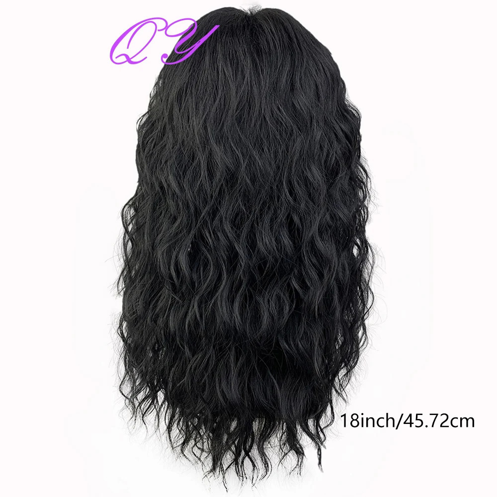 Synthetic Men Wig Natural Curly Dark Brown Color Male Wig With Bangs Water Wave Daily or Cosplay Adjustable Man Hair Wig 250805