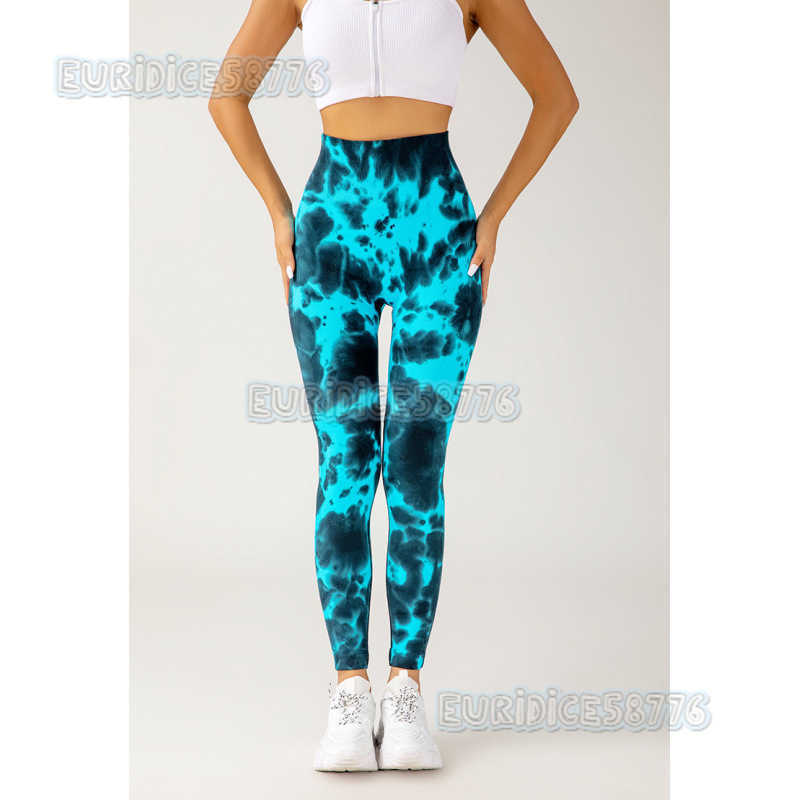 Tie-dye High-waist Tight Yoga Pants Peach Hip Lift Training Yoga Pants Sports Running Fitness Pants Women Outdoor H250806