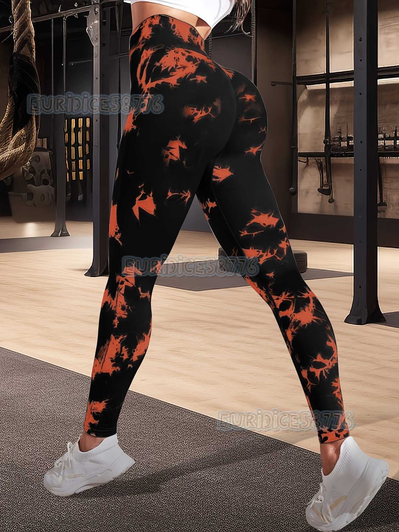 Hot Selling Seamless Tie-dye Two-tone Butt-lifting Fitness Pants Tummy Control High-waist Peach Butt Yoga Pants H250806